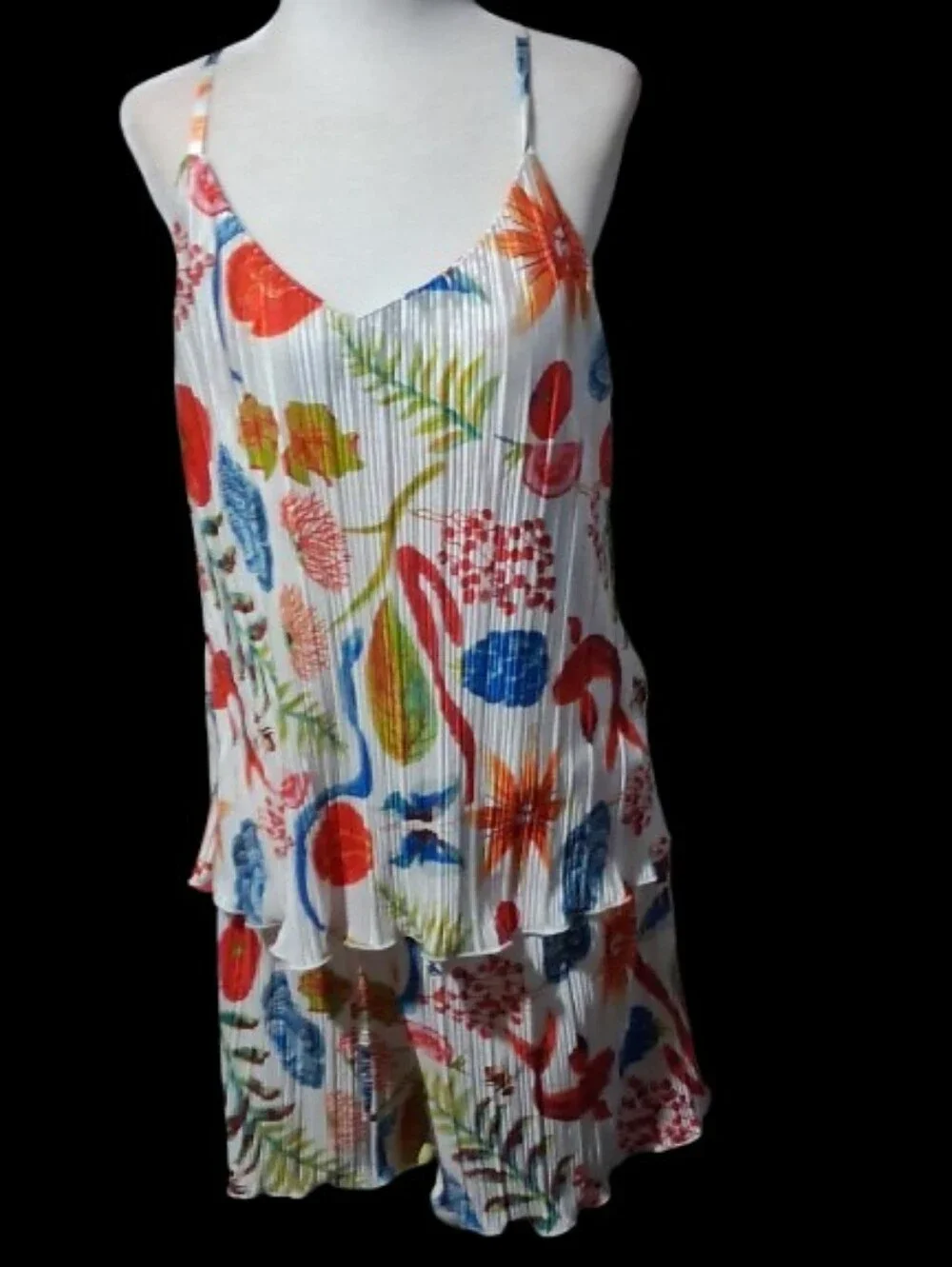 NWT Artyzen Pleated 2 Piece Pajama Short Set - Multicolor Size Large